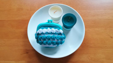 レース糸の玉編みがま口の作り方 : Puff stitch lace yarn coin purse pattern